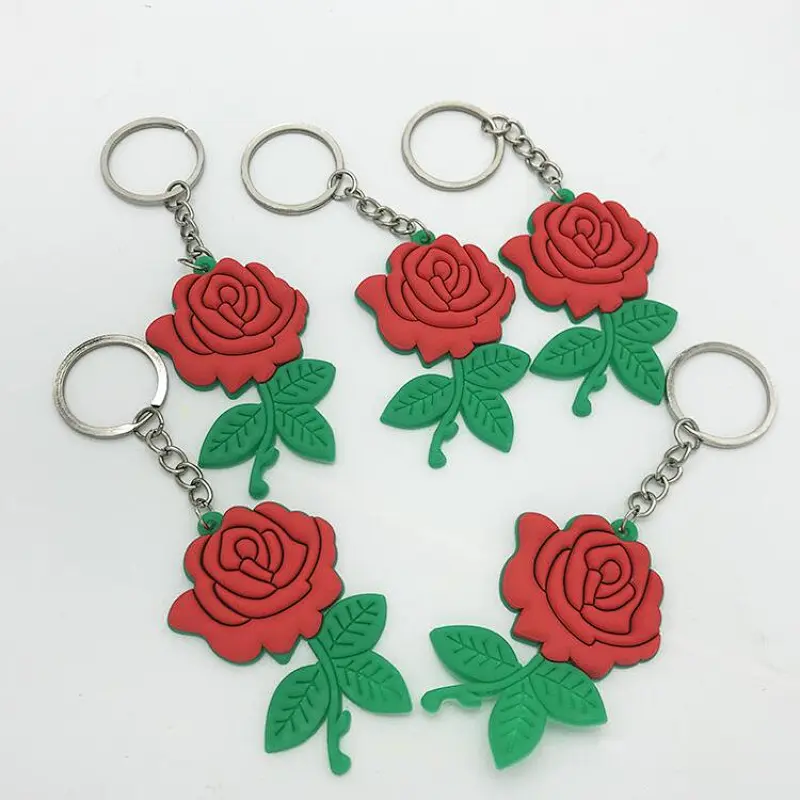 flower shape PVC keychain
