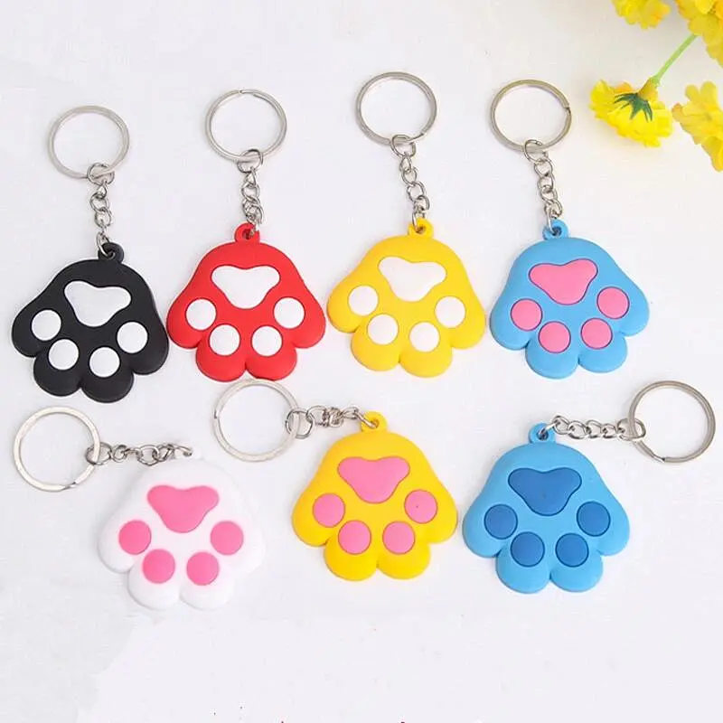 Cute Dog Cat Paw PVC Keychain