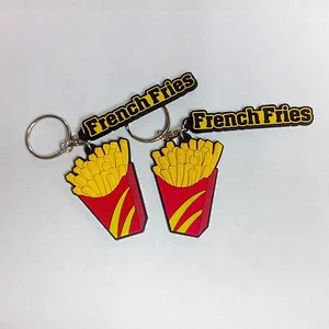 French Fries Shaped 3d Embossed  pvc keychain