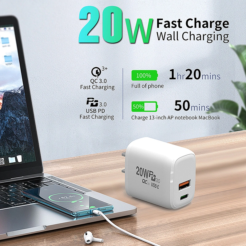 Shenzhen Factory Customized PD 20W Mobile Phone Fast Wall Charger For Iphone 12