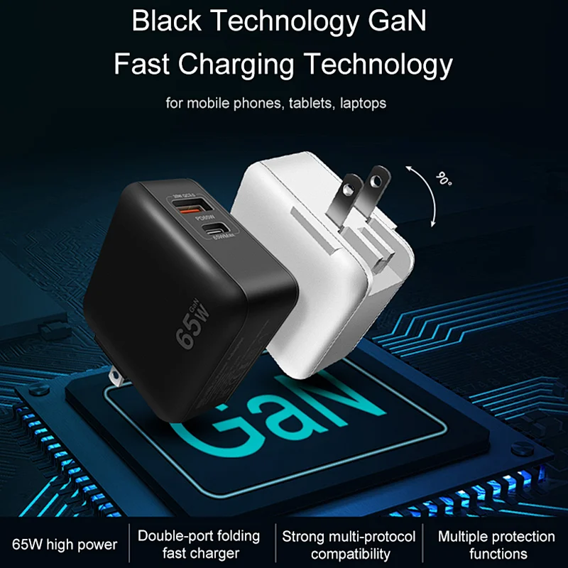 65W Gan Fast Charging Foldable Plug Wall Charger Adapter