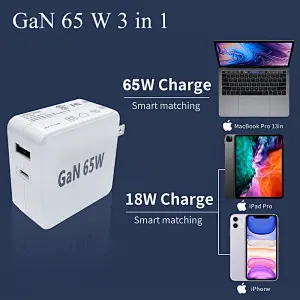 Factory Wholesale New Product 65 W  Fast PD GaN Wall Travel Multi-Charger For  Phone and Tablet PC Charger