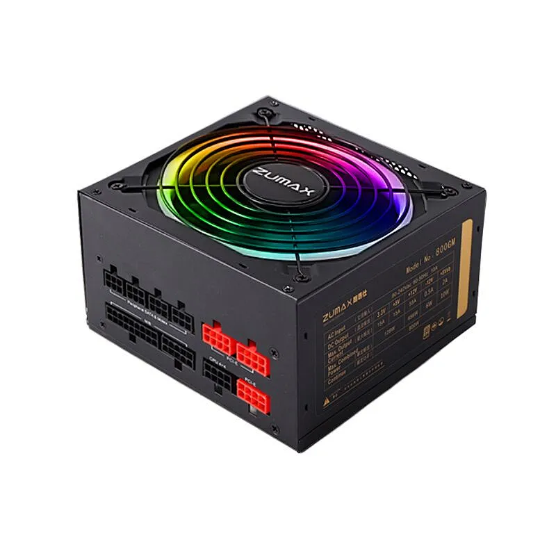 Fuente de alimentación de ventilador RGB modular completo de alta calidad 650W 80+ Fuente de alimentación de computadora de eficiencia dorada