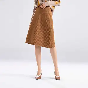 New Style Fashion Women A line cable knit sweater skirt below the knees