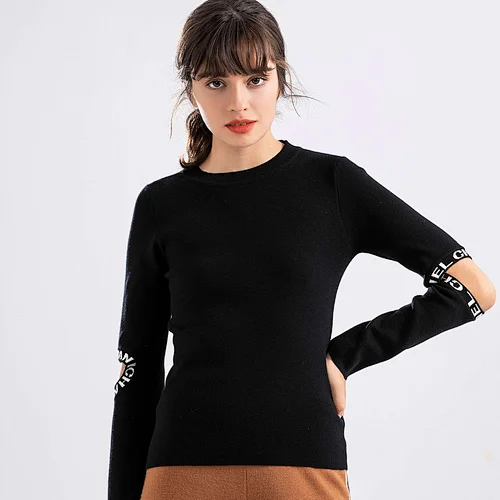Wholesale Designs For Ladies Fall Half Turtleneck Merino Wool Pullover Sweater