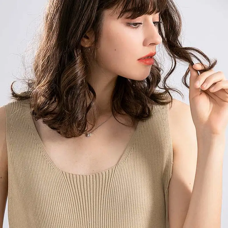 Hot sell  Ladies Elegant Mid-length sleeveless U neck Sweaters dress