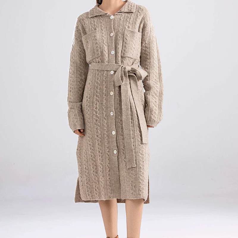 2020 wool long cardigan Ladies Sweaters Dresses for winter