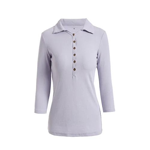 2020 best sell new design lady ribbed cotton shirt