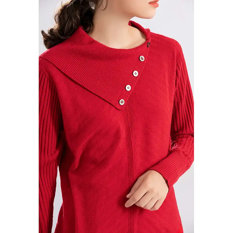 Wholesale Winter Casual Cable Long Sleeve Knit Thick Women Acrylic Sweater
