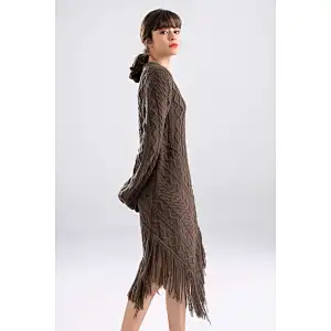 irregularity Winter Dresses  wool sweater dress with tassel for women