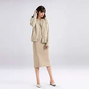 Hot sell  Ladies Elegant Mid-length sleeveless U neck Sweaters dress