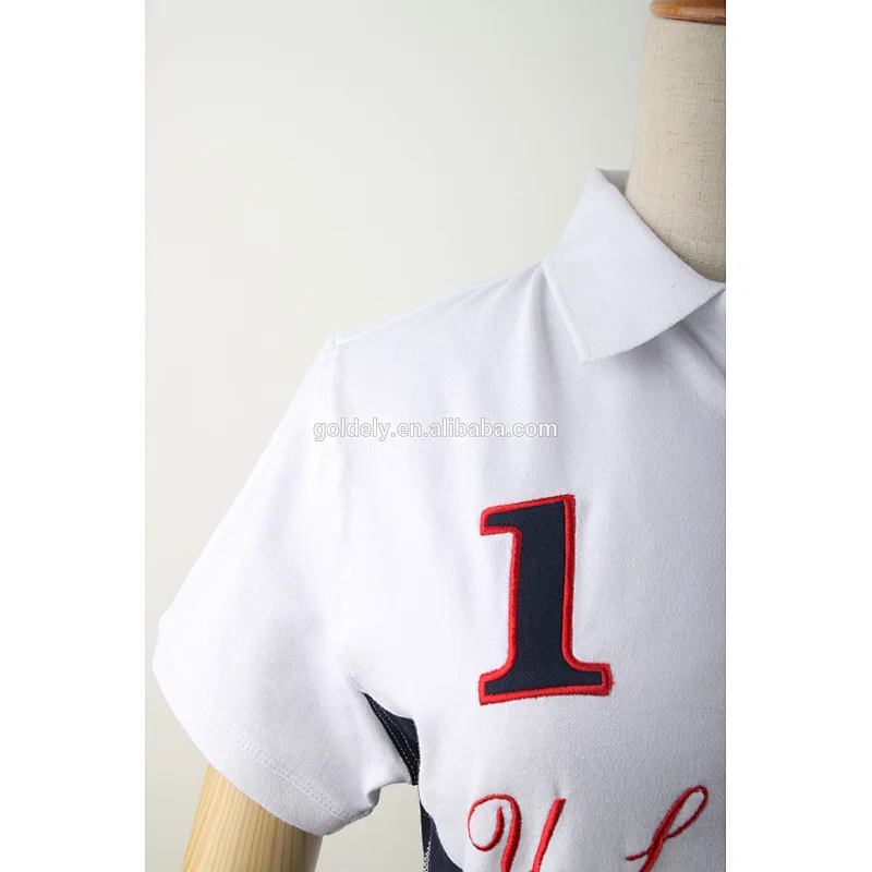 Plain white embroidery applique cut & sew men's & women' polo shirt wholesale