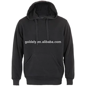 2017 custom made cotton pullover plain black hoodies