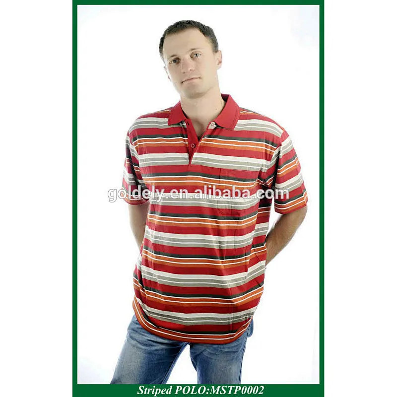 mens polo collar striped t shirt in China