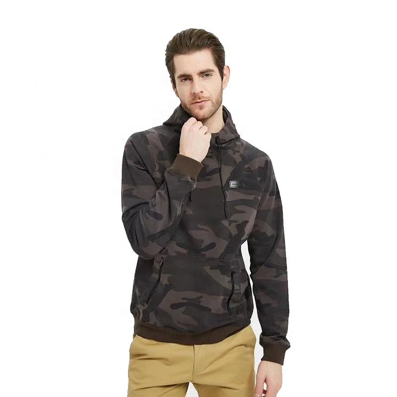 Camouflage full printing pullover men's sweatshirt with hoodie