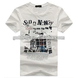 wholesale white printed men's t-shirt 100% cotton