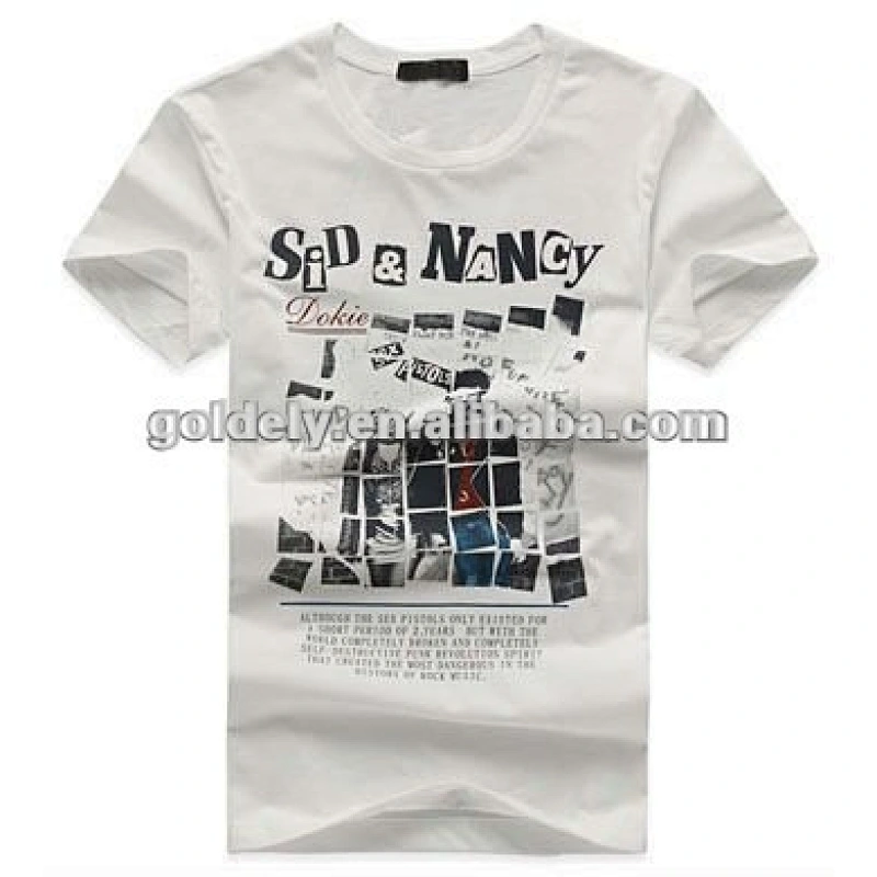 wholesale white printed men's t-shirt 100% cotton