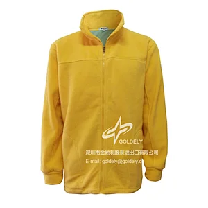 Mens yellow long sleeve polar fleece keep warming sweater OEM logo
