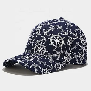 New navy anchor Printed cotton baseball cap trend sun hat casual cap