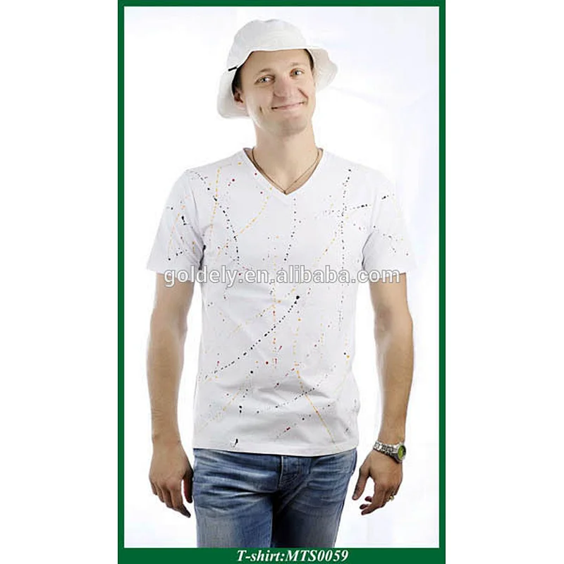 OEM SS V-neck custom wholesale bulk v-neck t shirt supplier