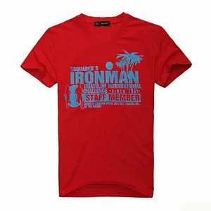 Silk screen printing slogan short sleeves red T shirt for men