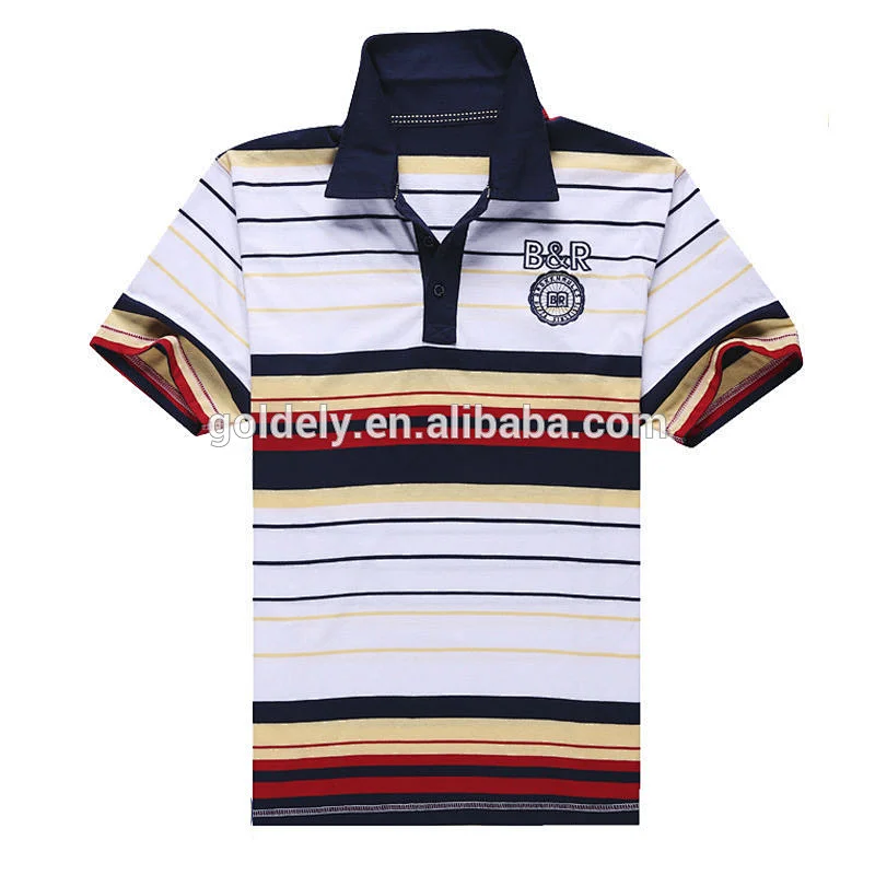 Chinese products knit rib striped men polo shirts
