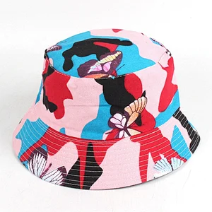 Hot selling!!!Print bucket hat ins trend flat outdoor hat summer sun hat