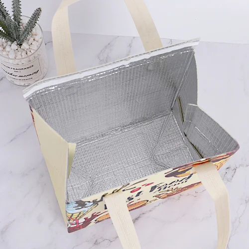 Hot sealing Custom disposable tote non woven box cooler bag for food delivery
