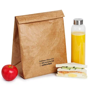 Reusable washable brown tyvek thermal insulated lunch paper cooler bag