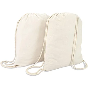 Wholesale custom logo soft durable 7 oz cotton canvas drawstring bag