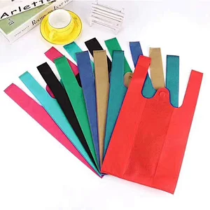 2019 Selling well cheap colorful eco-friendly non woven t-shirt bag in supermarket