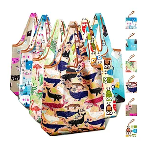 Hot selling custom pattern nylon cloth grocery foldable reusable shopping bags