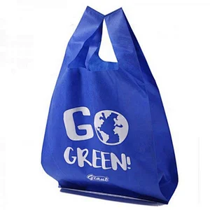 Wholesale custom ecological reusable supermarket Shopping Bags Non Woven  Fabric Vest T-shirt Bag