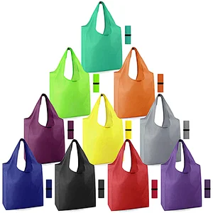 Promotional colorful waterproof folding reusable polyester foldable tote bag