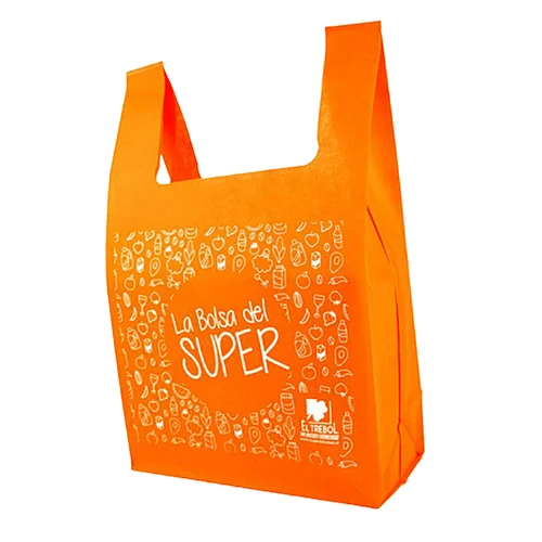 Wholesale eco reusable folding t shirt non-woven vest bag for shopping
