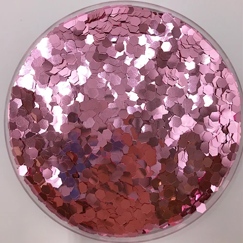 holographic glitters mixed 3mm and 6mm rose gold color