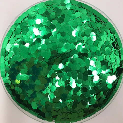 holographic glitters mixed 3mm and 6mm green color