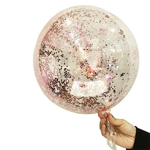18inch Transparent Bobo balloon filled with Glitter 5g Red color