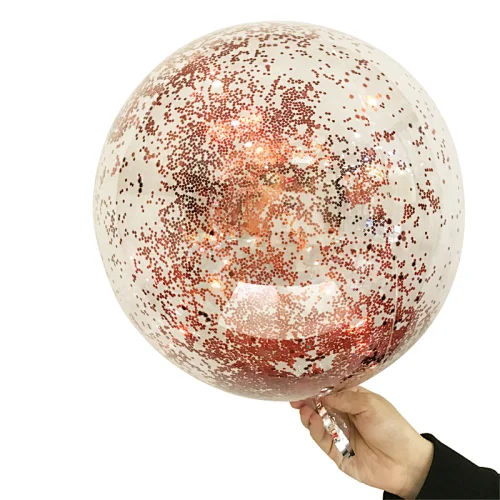 18inch Transparent Bobo balloon filled with Glitter 5g Red color
