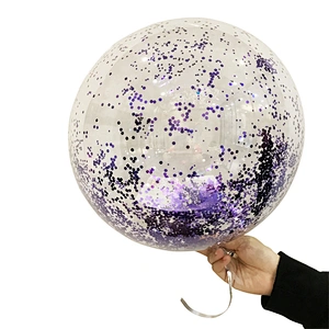 18inch Transparent Bobo balloon filled with Glitter 5g Purple color