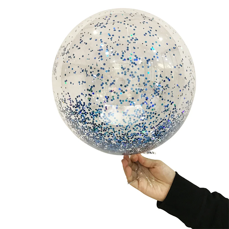 18inch Transparent Bobo balloon filled with Glitter 5g Red color