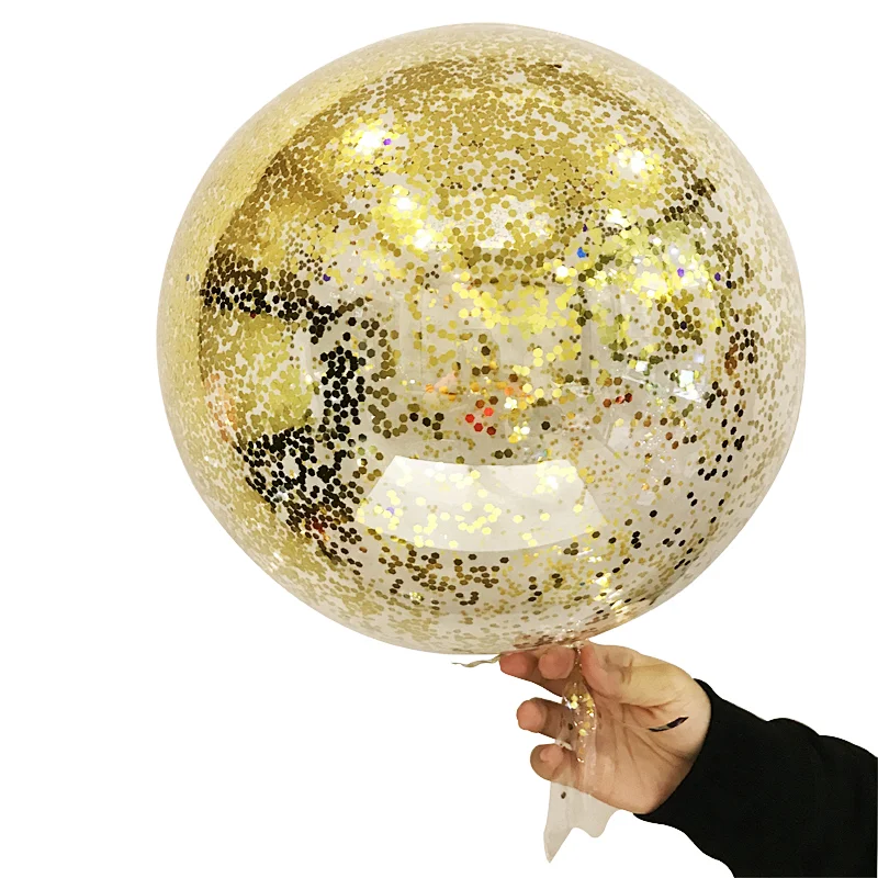 18inch Transparent Bobo balloon filled with Glitter 5g golden color