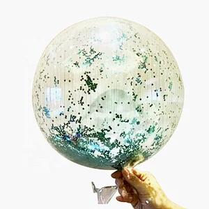 18inch Transparent Bobo balloon filled with Glitter 5g green color