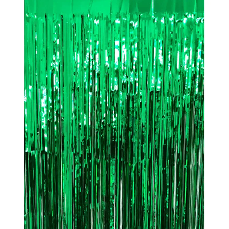 Green Shimmer Tinsel Curtain Backdrop