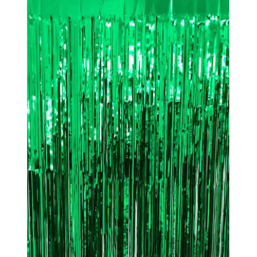 Green Shimmer Tinsel Curtain Backdrop