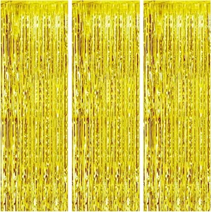 Gold Metallic Tinsel Foil Fringe Curtains Photo Booth Props for Birthday Wedding Engagement