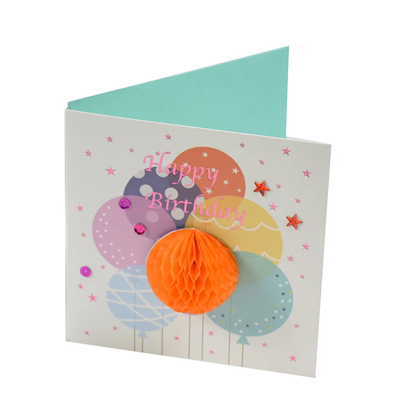 Greeting card, birthday card, honey comb greeting card, handmade card