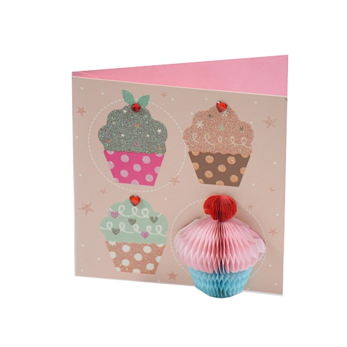 Greeting card, birthday card, honey comb greeting card, handmade card