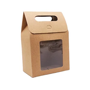 Hoe sales and surprise price gift mailer box kraft paper with PVC clearly windows for packing cake or other foods