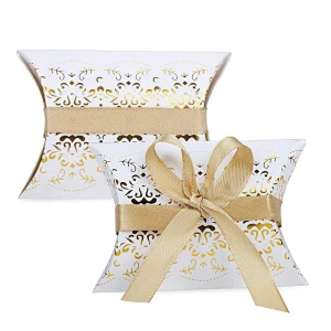 Hot sales pillow paper box gold hot stamping Xmas design for packaging gifts and jewelery